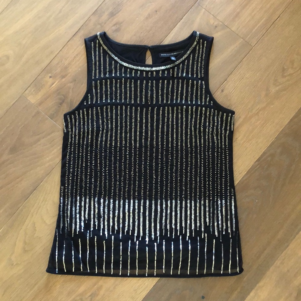 White House Black market black beaded sleeveless tank - size small
